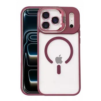 Joko Apple iPhone 17 Pro Remim Lensli Magsafe Standlı Kapak - Bordo
