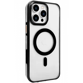 Joko Apple iPhone 15 Pro Max Gleam PC Sert Magsafe Kılıf - Şeffaf-Siyah