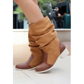 Jolin Taba Cilt Süet Detaylı Çizme