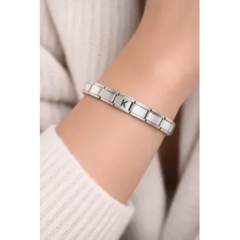 K Harfli Çelik Bileklik – Kişiye Özel Baş Harf Bileklik – Paslanmaz Çelik Zarif Bileklik