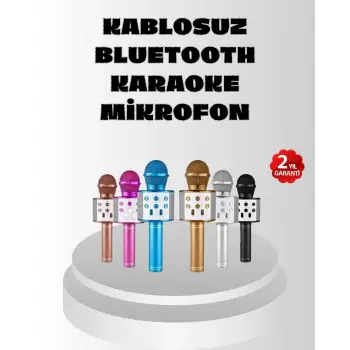 Kablosuz Bluetooth Karaoke Mikrofon Yankı Efektli