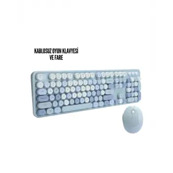 Kablosuz Klavye Mouse Seti mavi