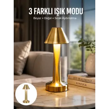 Kablosuz LED Masa Lambası 1800mAh 3 Renk Aydınlatma Dokunmatik Yeni Nesil