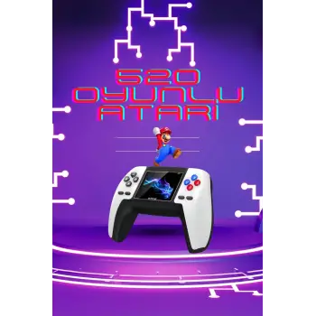 Kablosuz Oyun Konsolu Atari Game Stick Retro Konsol 520 Oyunlu