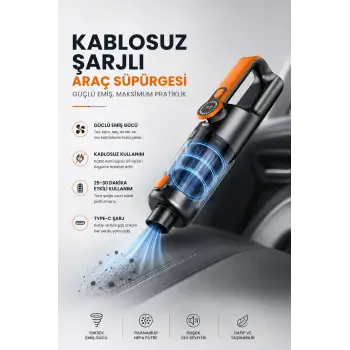 Kablosuz Şarjlı Araç ve Ev Tipi El Süpürgesi