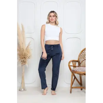 Kadife pijama altı lacivert q7013