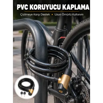 Kalın PVC Kaplamalı Çelik Halat Kilidi Pratik ve Güvenli Günlük Kullanım