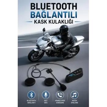 Kask Kulaklığı Motosiklet Intercom Interkom Dinleme Konuşma Özellikli Su Geçirmez