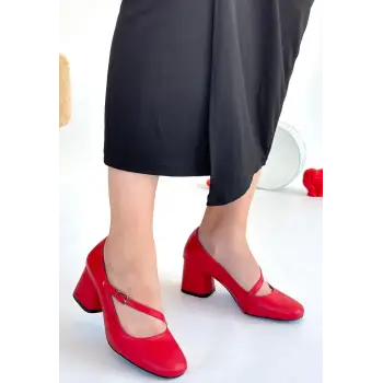 Kier Kırmızı Cilt Topuklu Ayakkabı
