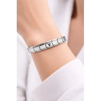 Kişiye Özel V Harfli Çelik Bileklik – Paslanmaz Çelik Bileklik, Zarif Minimal Harf Bileklik