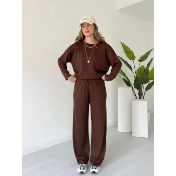 Kollu modal takım kahve