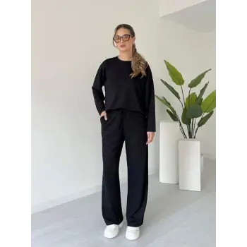 Kollu modal takım siyah