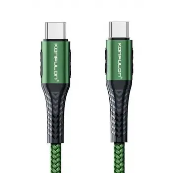 Konfulon DC43 Type-C to Type-C 1M Örgü 60W Hızlı Şarj Kablo - Yeşil