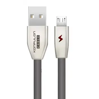 Konfulon S53 Led Işıklı Micro USB Kablo 1M 3A - Siyah