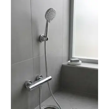 Krem Duş Başlığı Seti 4 Kademeli El Duşu Spiral Hortumlu Banyo Seti