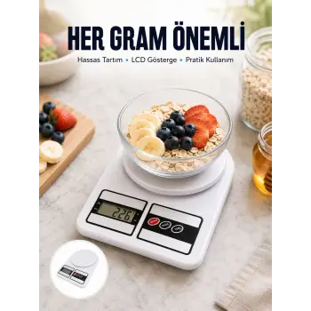 LCD Ekranlı Yüksek Hassasiyetli Dijital Mutfak Terazisi Yeni Nesil