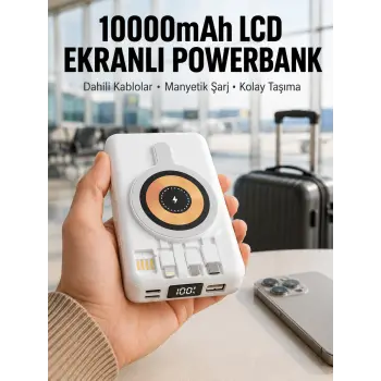 LCD Göstergeli Manyetik Powerbank Type C USB Girişli Yeni Nesil