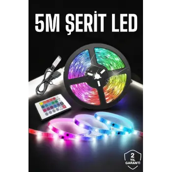 Led Işık 5 Metre Şerit Led RGB Işıklı