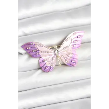 Lila Renk Kelebek Model Broş