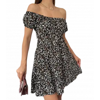 Madonna Yaka Leopar Desenli Elbise