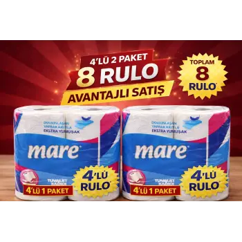 Mare Tuvalet Kağıdı 4lü Rulo 2 Paket Ekstra Yumuşak Çift Katlı Dayanıklı Tuvalet Kağıdı