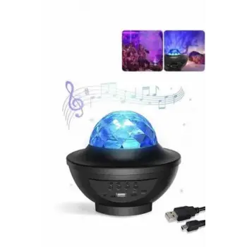 Masa ve Gece Lambası Renkli Projektör Işıklı Disko Topu Bluetooth Hoparlör