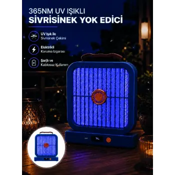 Masaüstü Şarjlı Elektrikli Sinek Öldürücü UV Teknolojili Mavi Cihaz