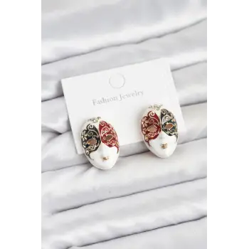 Maske Model Pirinç Kadın Küpe