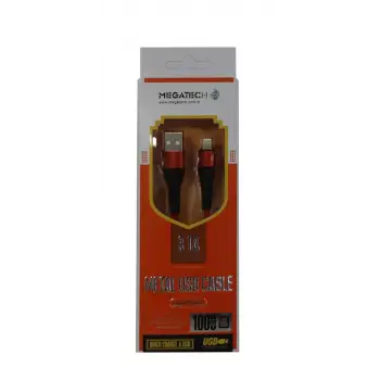 Megatech 3.1A Örgülü A Serisi IPH7 1000M Data Kablosu Kırmızı Renk