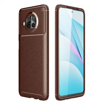 Mi 10T Lite Kılıf Auto Focus Karbon Kapak - Kahverengi