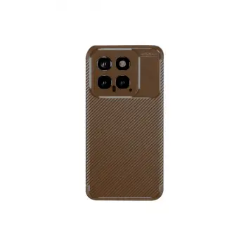 Mi 14T Kılıf Auto Focus Karbon Kapak - Kahverengi