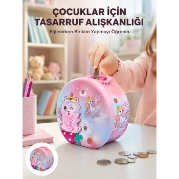 Mini Çocuk Para Kasası Güvenli Kilitli Birikim Kutusu