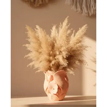 Modern 3D Turuncu Çiçek Vazo Masaüstü Salon Dekoru