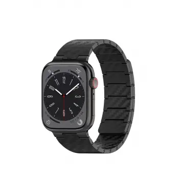 Movenchy Apple Watch 45mm Carbon Steel Kordon - Siyah