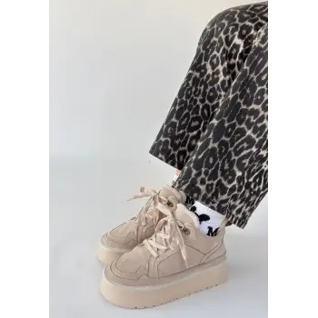 Muden Bej Süet Bağcıklı Bot