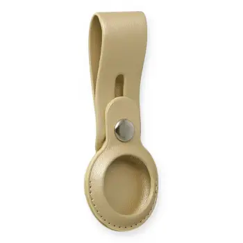 Newface Airtag Askılı Deri Kılıf - Gold