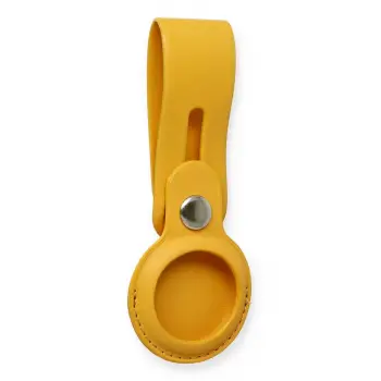 Newface Airtag Askılı Deri Kılıf - Sarı