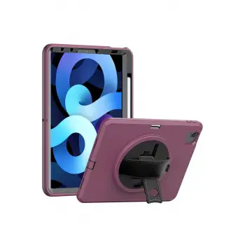 Newface Apple iPad 2022 10.9 (10.nesil) Kılıf Hand Strap Tablet Kılıfı - Mürdüm