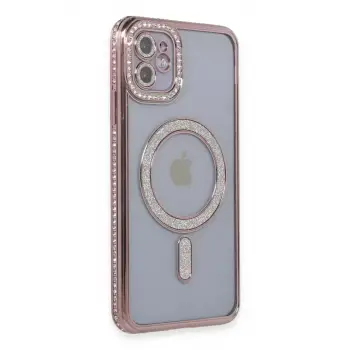 Newface Apple iPhone 11 Kılıf Joke Simli Magneticsafe Kılıf - Pembe