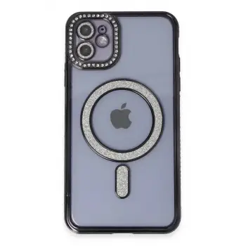 Newface Apple iPhone 11 Kılıf Joke Simli Magneticsafe Kılıf - Siyah