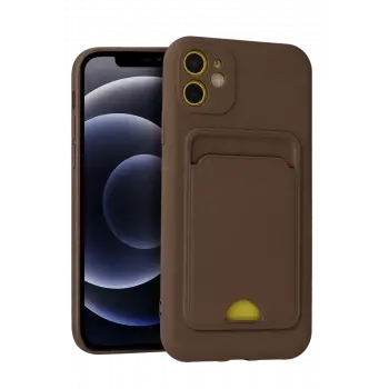 Newface Apple iPhone 11 Kılıf Kelvin Kartvizitli Silikon - Kahverengi