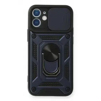 Newface Apple iPhone 11 Kılıf Pars Lens Yüzüklü Silikon - Lacivert