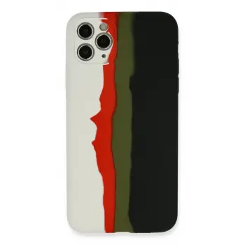 Newface Apple iPhone 11 Pro Kılıf Ebruli Lansman Silikon - Beyaz-Siyah