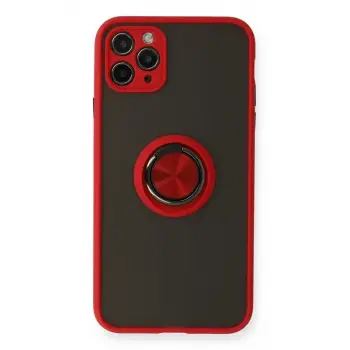 Newface Apple iPhone 11 Pro Kılıf Montreal Yüzüklü Silikon Kapak - Kırmızı