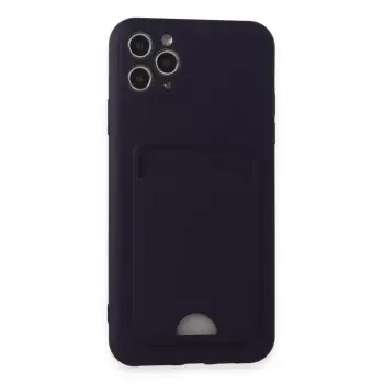 Newface Apple iPhone 11 Pro Max Kılıf Kelvin Kartvizitli Silikon - Derin Mor