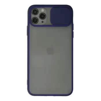 Newface Apple iPhone 11 Pro Max Kılıf Palm Buzlu Kamera Sürgülü Silikon - Lacivert