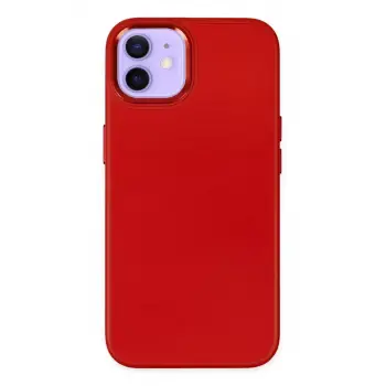 Newface Apple iPhone 12 Kılıf Asya Deri Silikon - Kırmızı