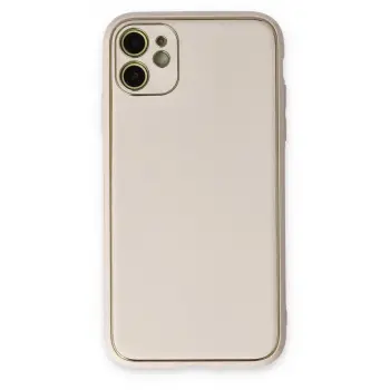 Newface Apple iPhone 12 Kılıf Coco Deri Silikon Kapak - Beyaz