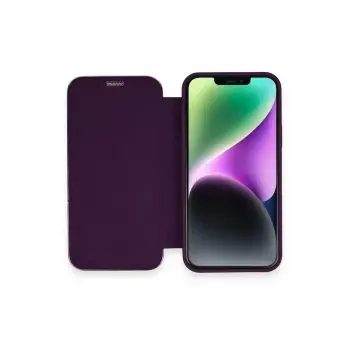 Newface Apple iPhone 12 Kılıf Dolpin Kapaklı - Derin Mor