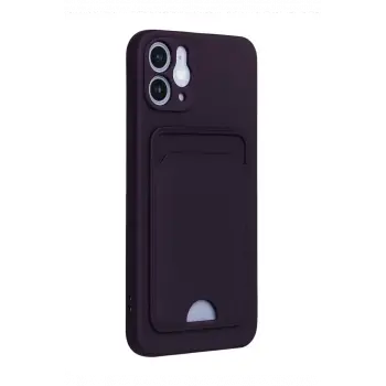 Newface Apple iPhone 12 Kılıf Kelvin Kartvizitli Silikon - Derin Mor